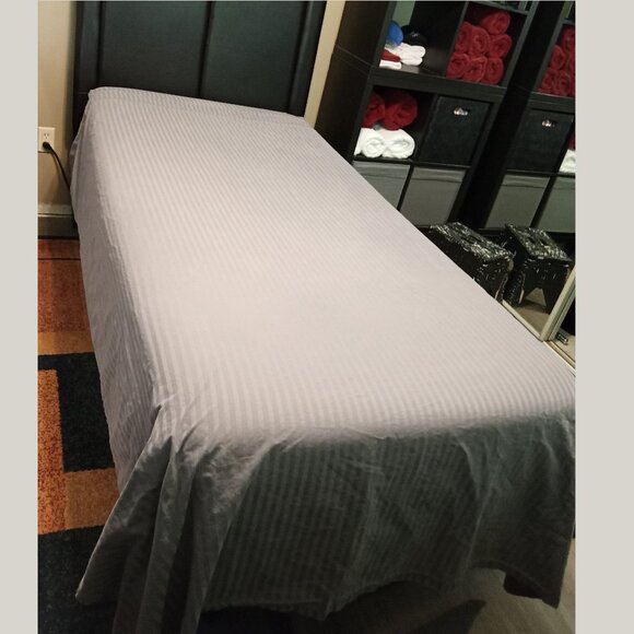 Threadmill 100% Cotton Twin XL Grey Sheet Set - 600 Thread Count, Damask Stripe - Picture 10 of 10